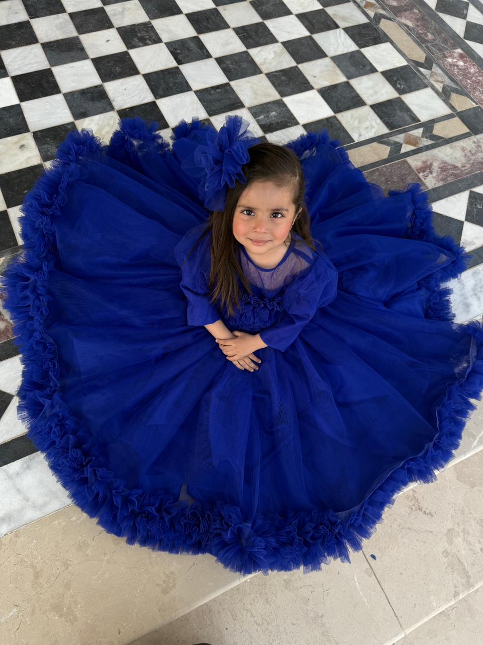 Birthday Net Frock Royal Blue - Image 7