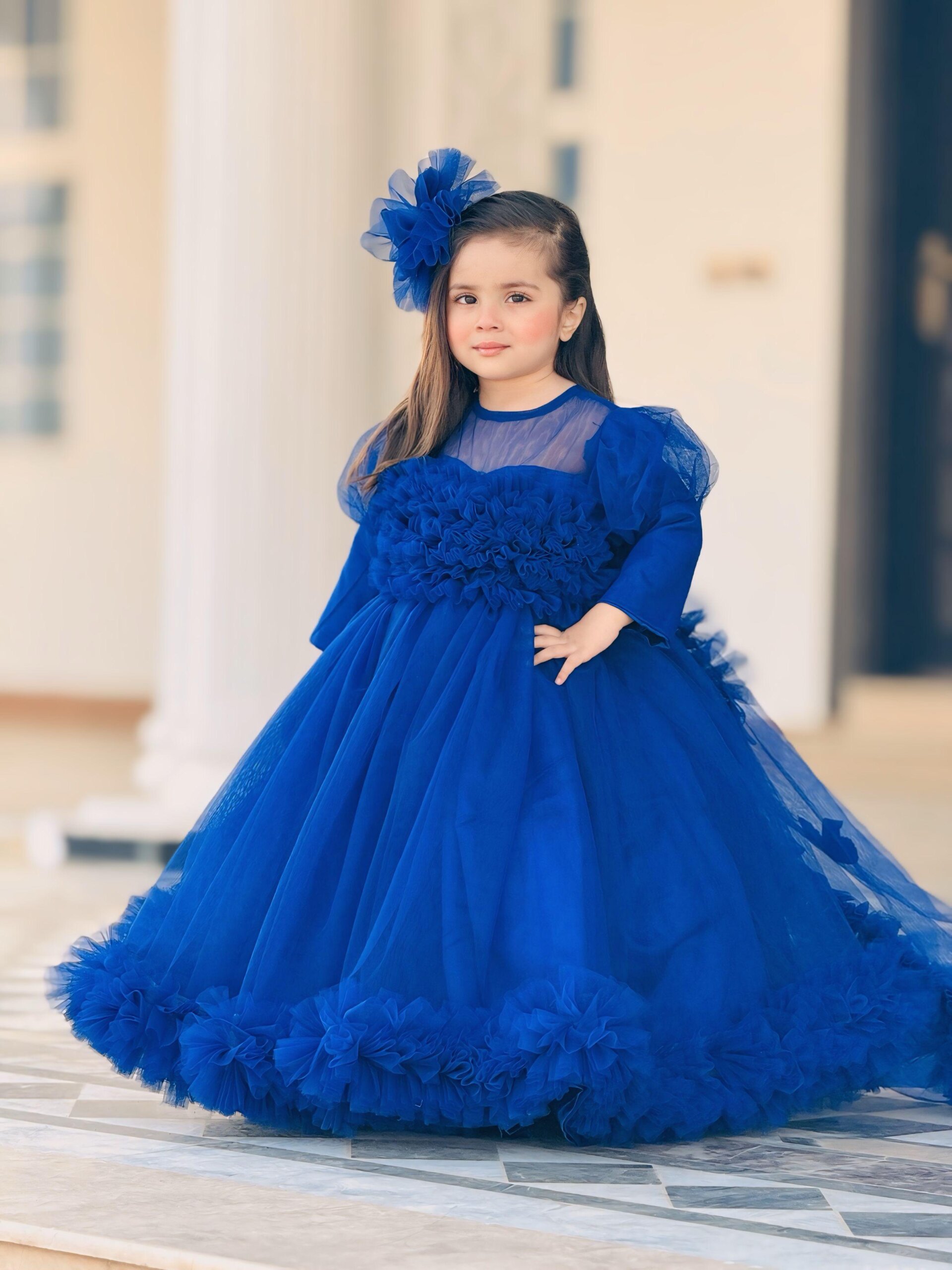 Birthday Net Frock Royal Blue