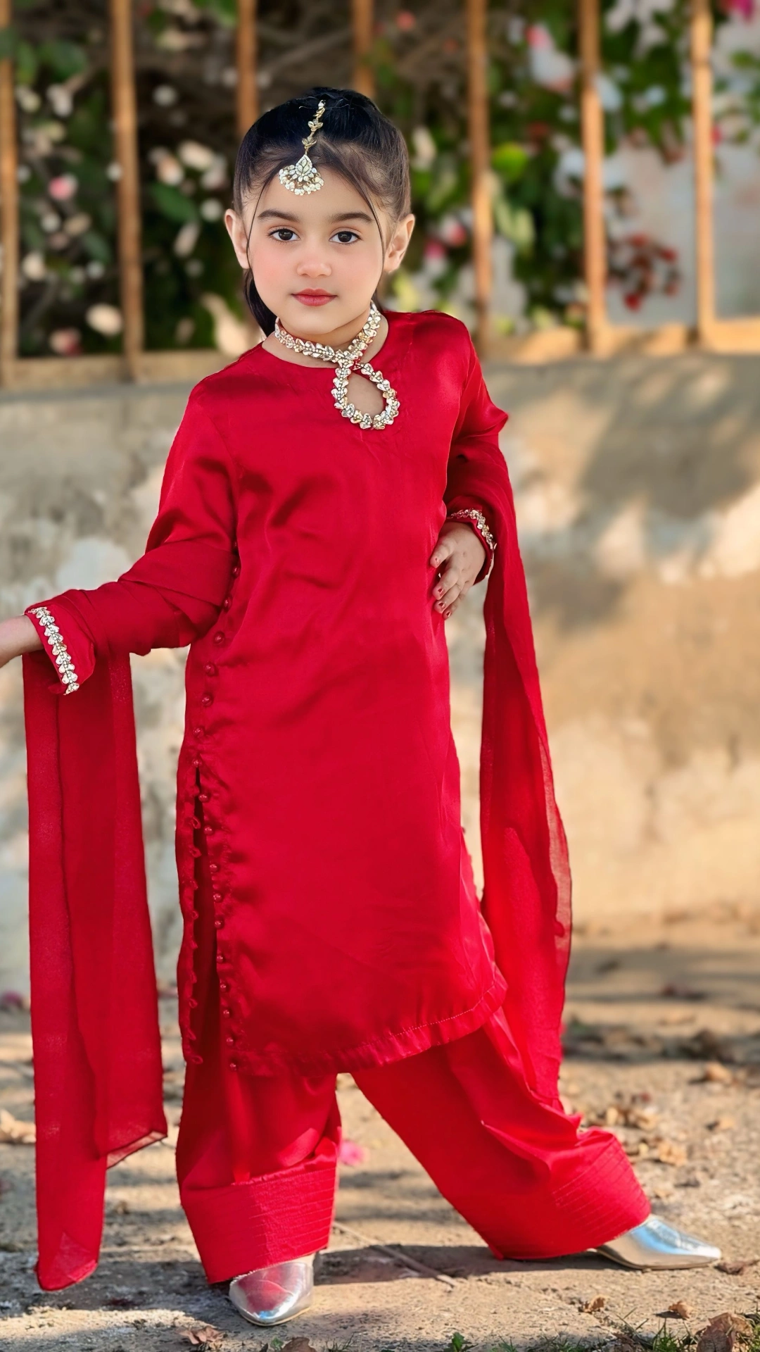 Red Silk Baby Dress - Image 2