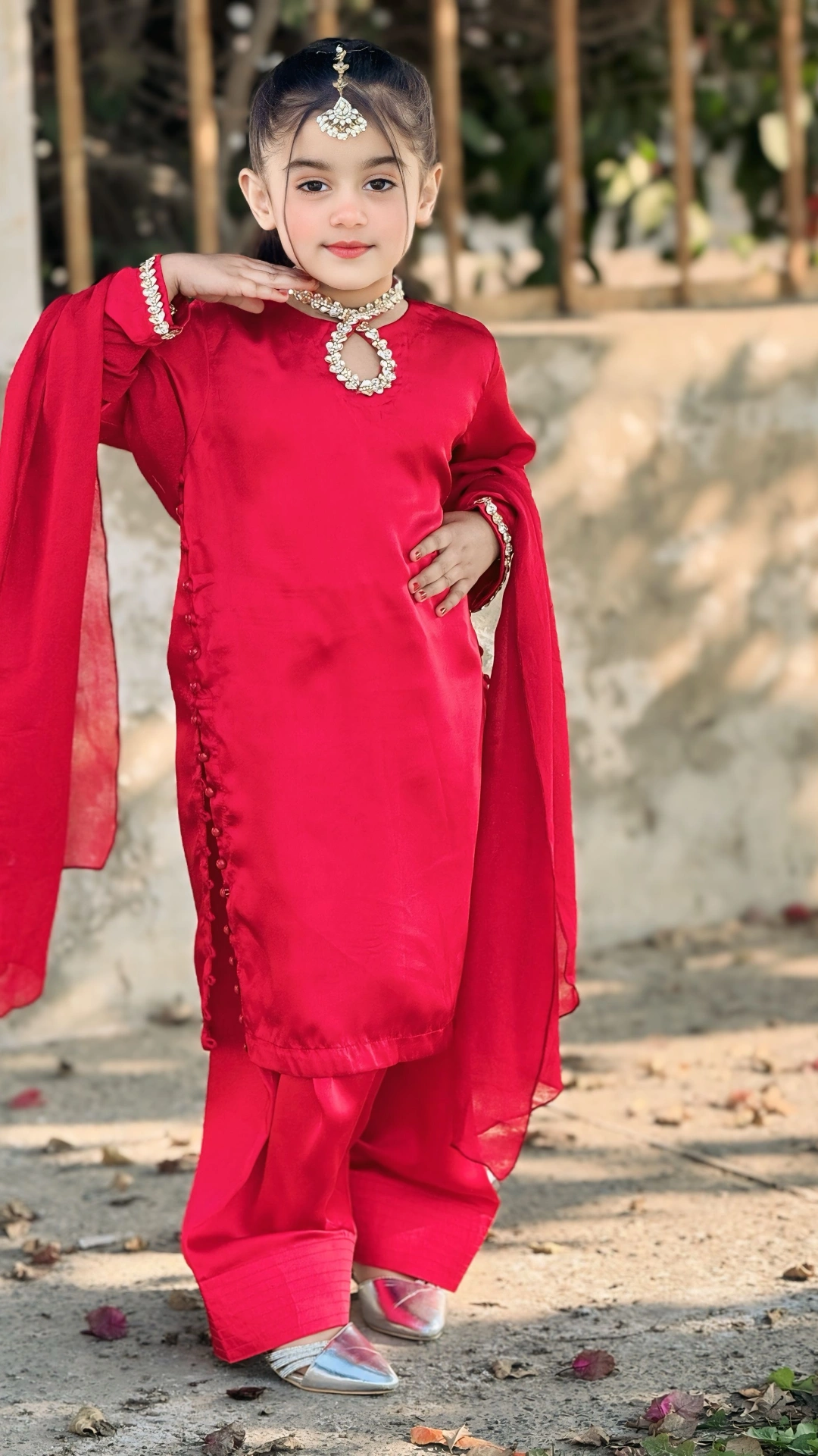 Red Silk Baby Dress - Image 3