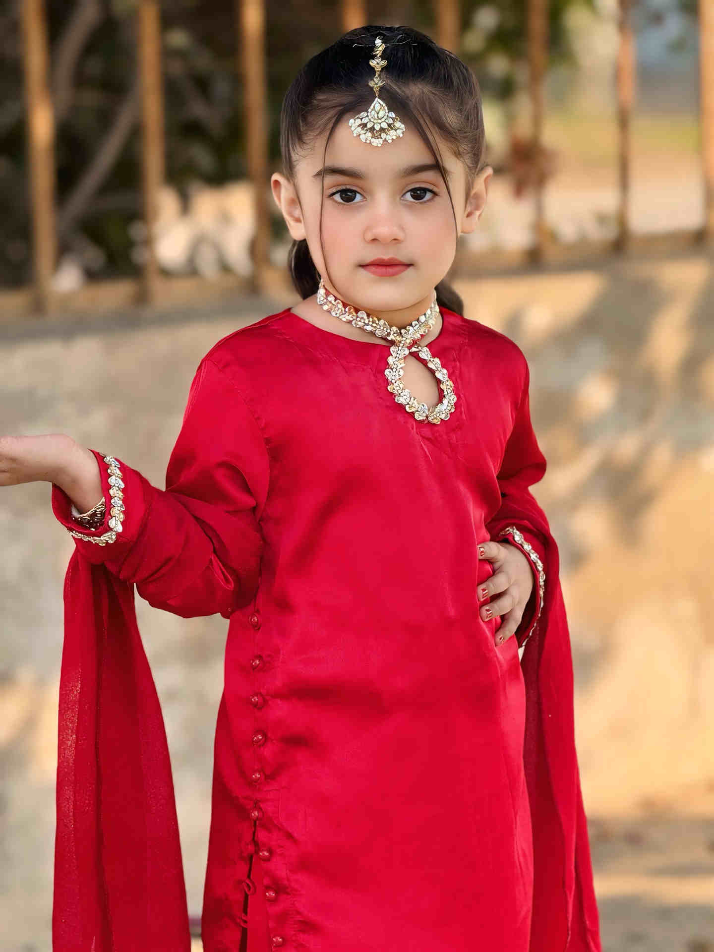 Red Silk Baby Dress - Image 5